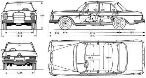 Szkic techniczny Mercedes W108/109