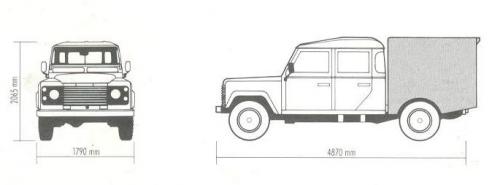 Szkic techniczny Land Rover Defender II 130