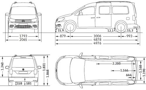 Szkic techniczny Volkswagen Caddy IV Caddy Maxi