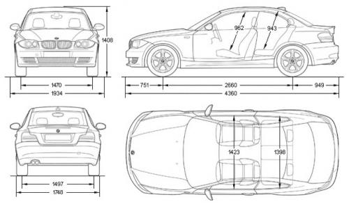 Szkic techniczny BMW Seria 1 E81/E87 Coupe E82