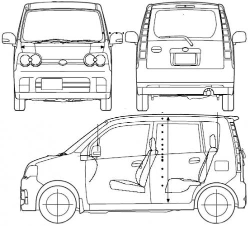Szkic techniczny Daihatsu Move III