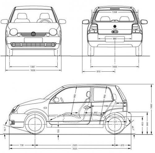 Szkic techniczny Volkswagen Lupo
