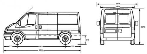 Szkic techniczny Ford Transit VI Van SWB