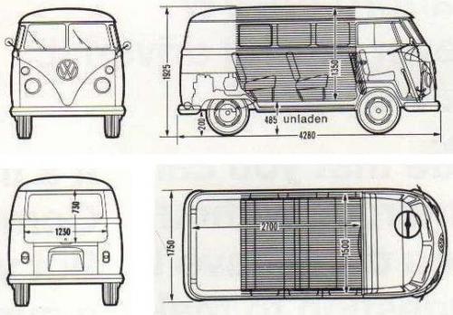Szkic techniczny Volkswagen Caravelle T1 BUS
