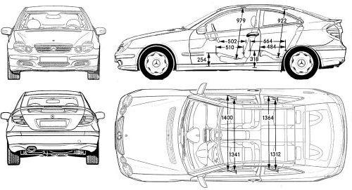 Szkic techniczny Mercedes Klasa C W203 Coupe W203 AMG