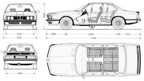 Szkic techniczny BMW Seria 6 E24