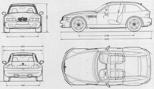 Szkic techniczny BMW Z3 Coupe