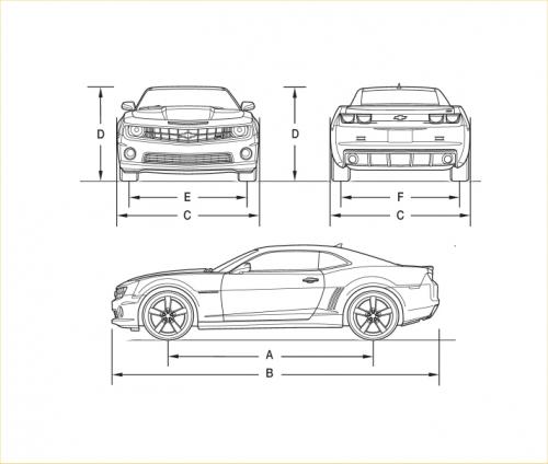 Szkic techniczny Chevrolet Camaro V Coupe