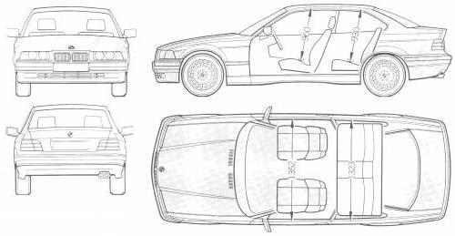 Szkic techniczny BMW Seria 3 E36 Coupe