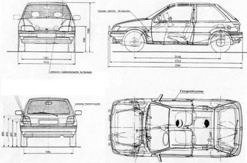 Szkic techniczny Ford Fiesta III
