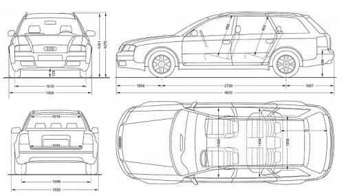 Szkic techniczny Audi A6 C5 Avant