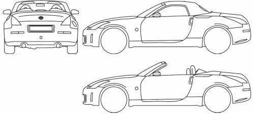 Szkic techniczny Nissan 350Z Cabrio
