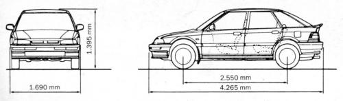 Szkic techniczny Rover 200 II Hatchback