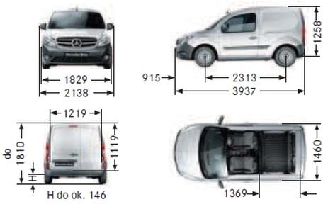 Szkic techniczny Mercedes Citan I Furgon Kompakt