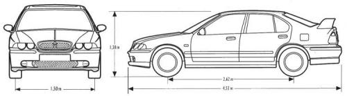 Szkic techniczny MG ZS I Hatchback