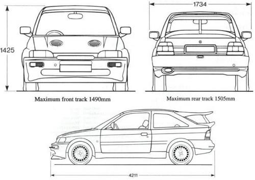 Szkic techniczny Ford Escort V Hatchback