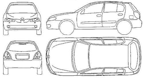 Szkic techniczny Nissan Almera II Hatchback