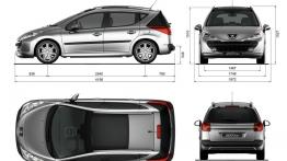 Peugeot 207 Kombi - szkic auta - wymiary