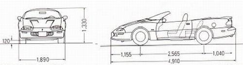 Szkic techniczny Chevrolet Camaro IV Cabrio