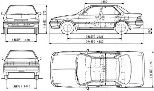 Szkic techniczny Toyota Carina IV Sedan