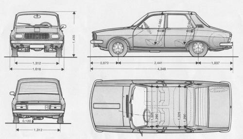 Szkic techniczny Dacia 1310 Sedan