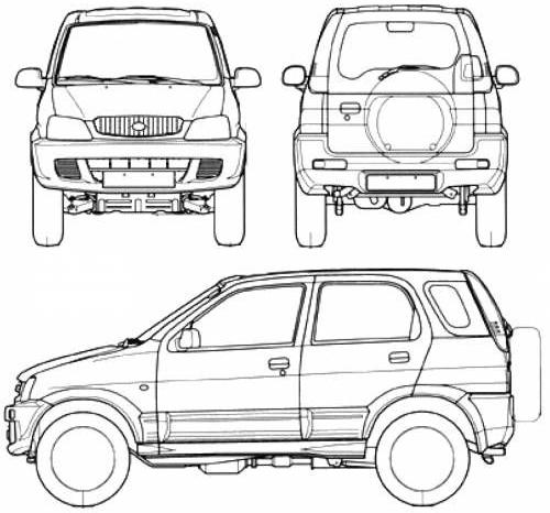 Szkic techniczny Daihatsu Terios I Standard
