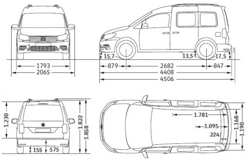 Szkic techniczny Volkswagen Caddy IV Caddy