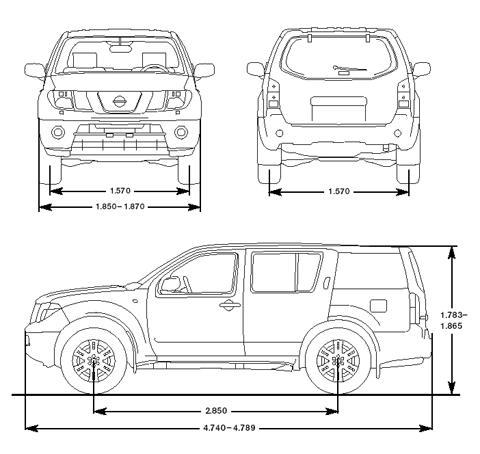 Szkic techniczny Nissan Pathfinder III Terenowy