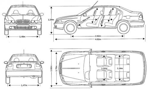 Szkic techniczny Rover 45 Sedan