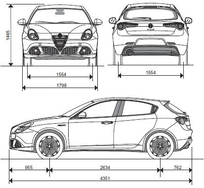 Szkic techniczny Alfa Romeo Giulietta Nuova II Hatchback 5d Facelifting