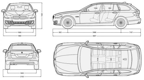 Szkic techniczny BMW Seria 5 F10-F11 Touring Facelifting