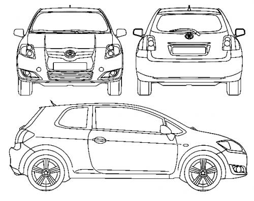 Szkic techniczny Toyota Auris I Hatchback 3d Facelifting