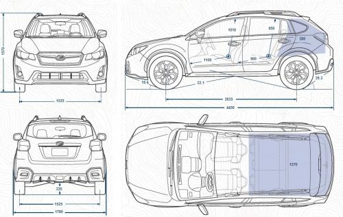 Szkic techniczny Subaru XV I Crossover Facelifting