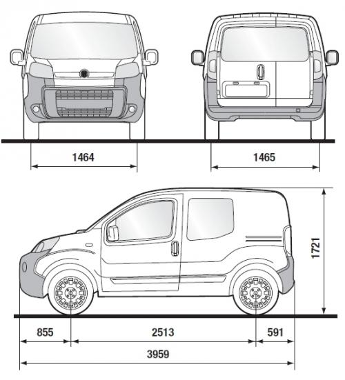 Szkic techniczny Fiat Fiorino IV Kombi
