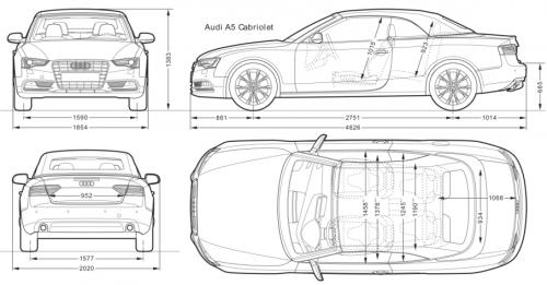 Szkic techniczny Audi A5 I Cabrio Facelifting