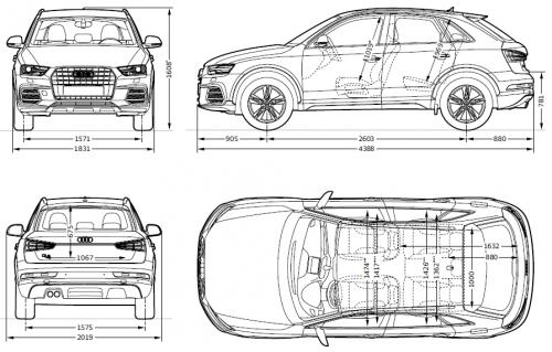Szkic techniczny Audi Q3 I SUV Facelifting
