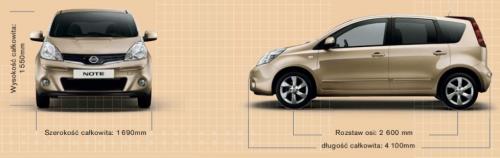 Szkic techniczny Nissan Note I Mikrovan Facelifting