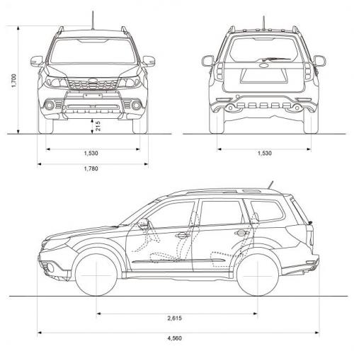 Szkic techniczny Subaru Forester III