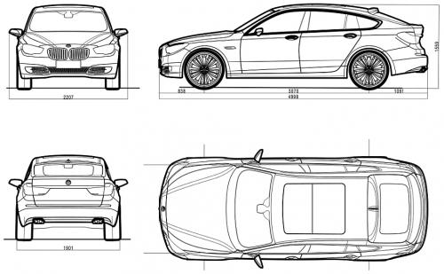 Szkic techniczny BMW Seria 5 F10-F11 Gran Turismo