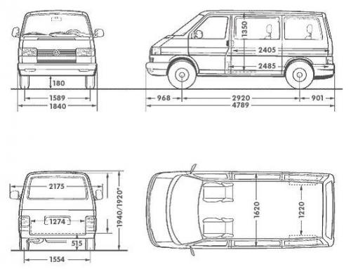 Szkic techniczny Volkswagen Caravelle T4 Caravelle Minivan