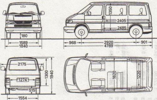 Szkic techniczny Volkswagen Caravelle T5 T5 Caravelle Minivan