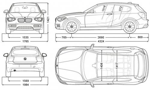 Szkic techniczny BMW Seria 1 F20-F21 Hatchback 3d