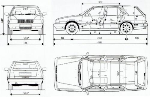 Szkic techniczny Lancia Thema I Kombi