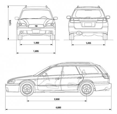 Szkic techniczny Subaru Legacy III Kombi