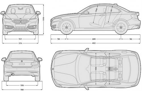 Szkic techniczny BMW Seria 2 F22-F23-F45-F46 M-Coupe
