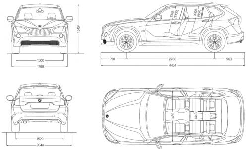 Szkic techniczny BMW X1 E84 Crossover