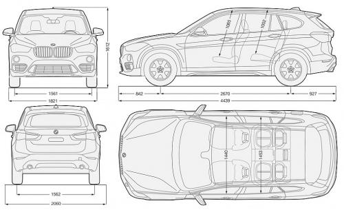 Szkic techniczny BMW X1 F48 Crossover