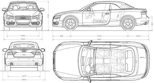 Szkic techniczny Audi A5 I Cabriolet