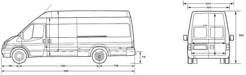 Szkic techniczny Ford Transit VI Van Jumbo