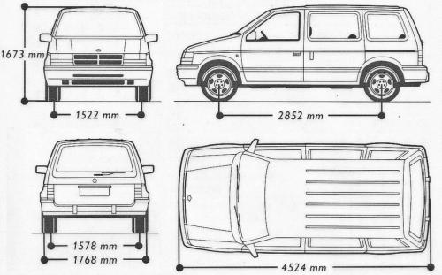 Szkic techniczny Chrysler Voyager II Minivan